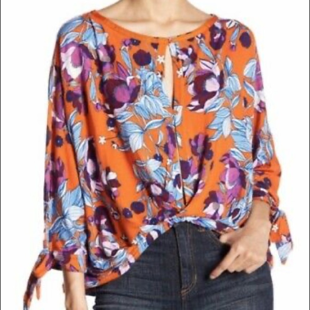 Free People Keepin' On Tee In Bright Orange/Red